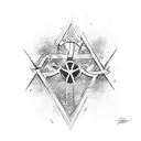 basque cross with two hidden texts "007" and "GOG" tattoo design idea