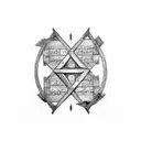 basque cross with two hidden texts "007" and "GOG" tattoo design idea