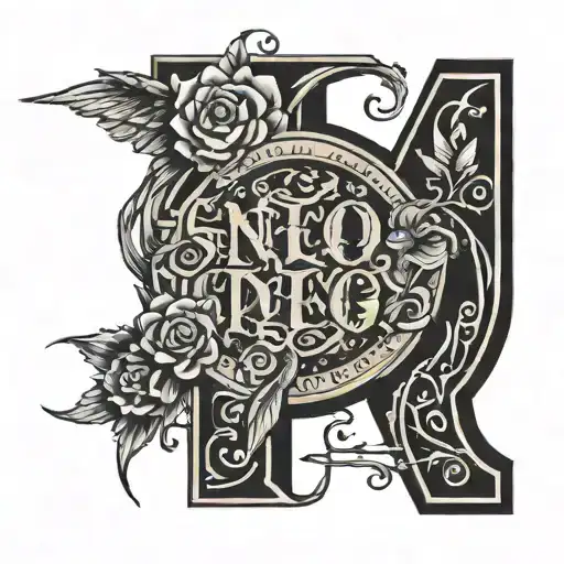 block lettering with picture inside  tattoo design idea