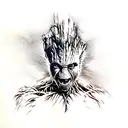 Groot wolverine suit agresive pose  tattoo design idea