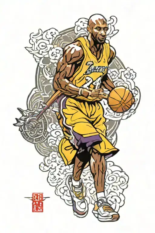 kobe bryant & samurai warrior tattoo design idea