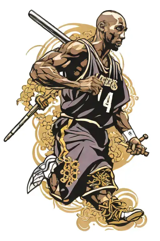 kobe bryant & samurai warrior tattoo design idea