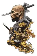 kobe bryant & samurai warrior tattoo design idea