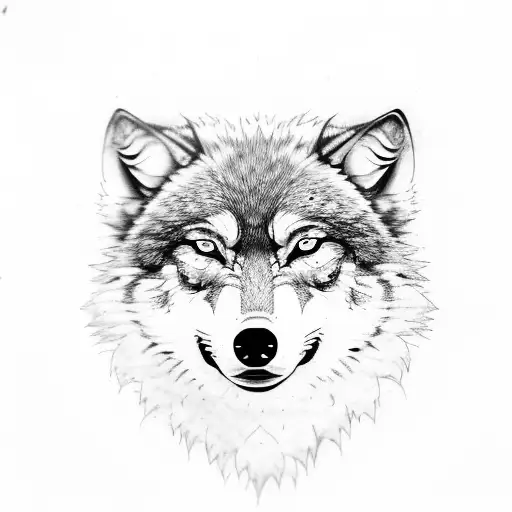 pack of wolf and a big  one behind them in a forest tattoo design idea