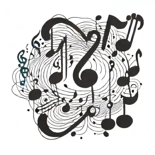 A tattoo design combining musical notes with brain neurons to symbolize the connection between music and psychology tattoo design idea