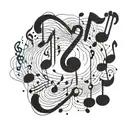 A tattoo design combining musical notes with brain neurons to symbolize the connection between music and psychology tattoo design idea