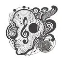 A tattoo design combining musical notes with brain neurons to symbolize the connection between music and psychology tattoo design idea