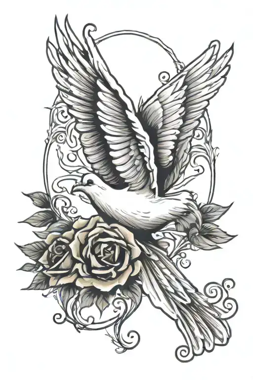 design dove with a Jesus silhouette and add a cross and the date may 26 2007 in Roman numerals  tattoo design idea