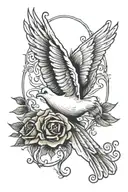 design dove with a Jesus silhouette and add a cross and the date may 26 2007 in Roman numerals  tattoo design idea