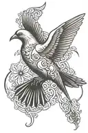 design dove with a Jesus silhouette and add a cross and the date may 26 2007 in Roman numerals  tattoo design idea