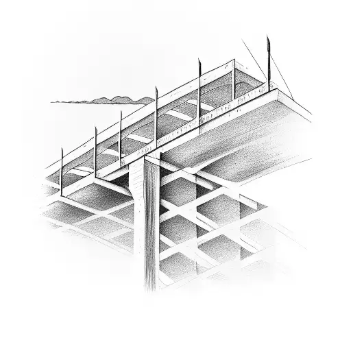 A calligram of a simple bridge, using only the word thinking tattoo design idea