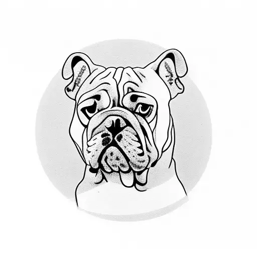 A surrealistic scene of a bulldog meditating in a field of roses tattoo design idea