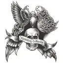 Tattoo in memory of my daddy. 11-14-23, he loved rock and roll, he loved the saying “something in the milk ain’t clean”  tattoo design idea