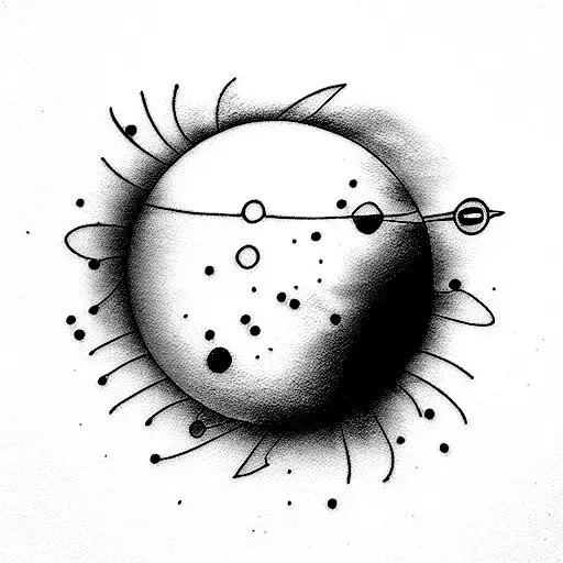music and planets tattoo design idea