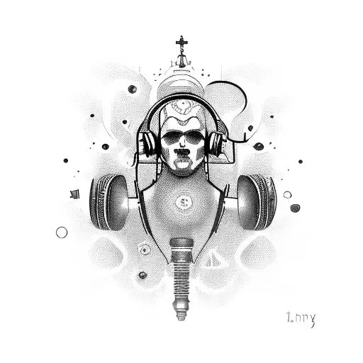 music and heart tattoo design idea