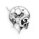 mechanical dullahan tattoo design idea
