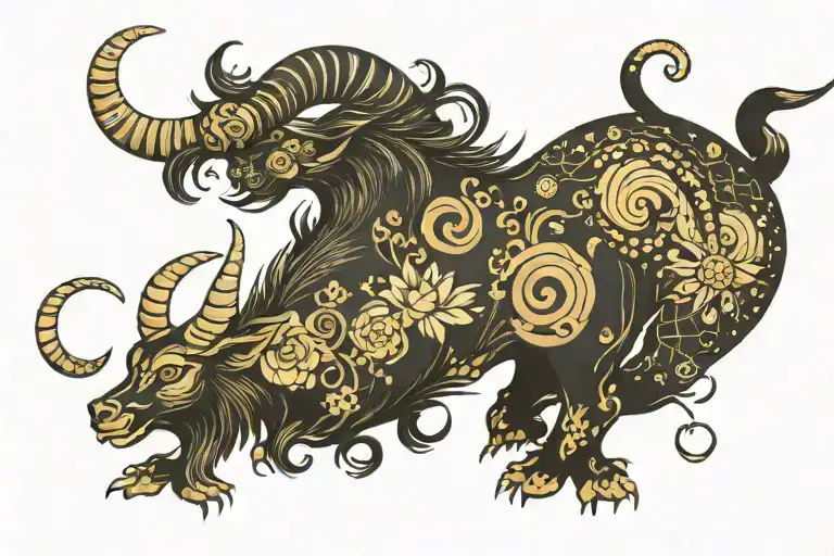 Capricorn constellation tattoo design idea