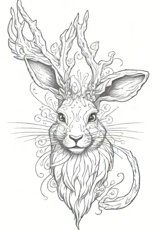 jackalope angry eyes tattoo design idea