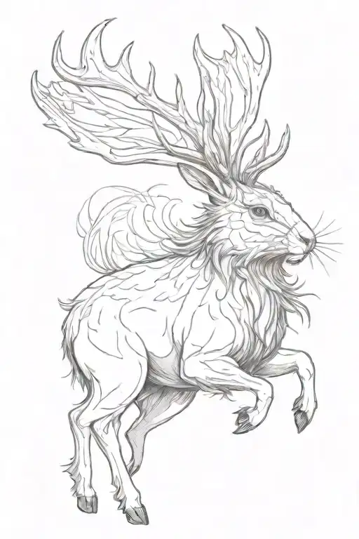 jackalope fighting stance tattoo design idea