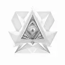 A dotwork tattoo of a Hindu deity meditating within a triangle, symbolizing the harmony of spirituality and software tattoo design idea