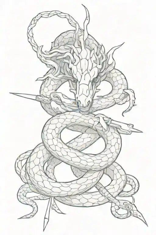hydra snake with swords tattoo design idea