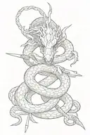 hydra snake with swords tattoo design idea