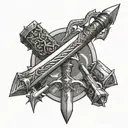 Swords from "the witcher 3" crossed except one of the swords is the master sword from "the legend of zelda" tattoo design idea