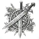 Swords from "the witcher 3" crossed except one of the swords is the master sword from "the legend of zelda" tattoo design idea