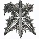 Swords from "the witcher 3" crossed except one of the swords is the master sword from "the legend of zelda" tattoo design idea