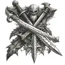 Swords from "the witcher 3" crossed except one of the swords is the master sword from "the legend of zelda" tattoo design idea