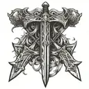 Swords from "the witcher 3" crossed except one of the swords is the master sword from "the legend of zelda" tattoo design idea