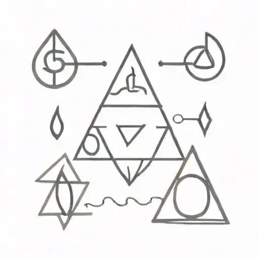 air, water, earth, fire alchemy symbols tattoo design idea