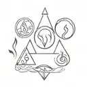 air, water, earth, fire alchemy symbols tattoo design idea