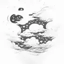 Starry night sky with clouds  tattoo design idea