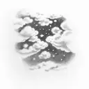 Starry night sky with clouds  tattoo design idea