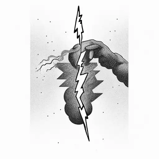 A black and grey depiction of a lightning bolt striking an oil derrick tattoo design idea