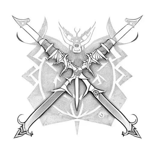 witcher symbols on a sword tattoo design idea