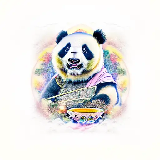 panda monk samurai tattoo design idea