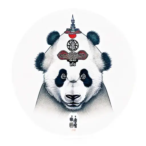panda monk samurai tattoo design idea