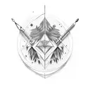 Graphic designer tools (pencil, computer, paintbrush) forming a Sagittarius symbol tattoo design idea