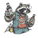 redneck racoon with mullet and a beer bottle tattoo design idea