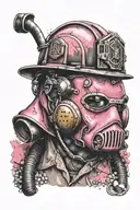 Pink with a firefighter's helmet in it and a gravel h on the helmet tattoo design idea