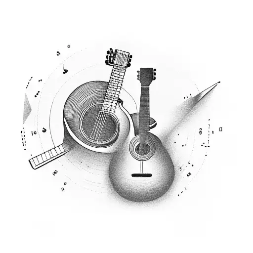 Guitar shape with Ecuador's landscapes tattoo design idea