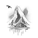 Guiitar shape with Ecuador's landscapes tattoo design idea