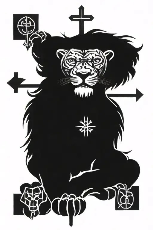 lion and 3 crosses  tattoo design idea