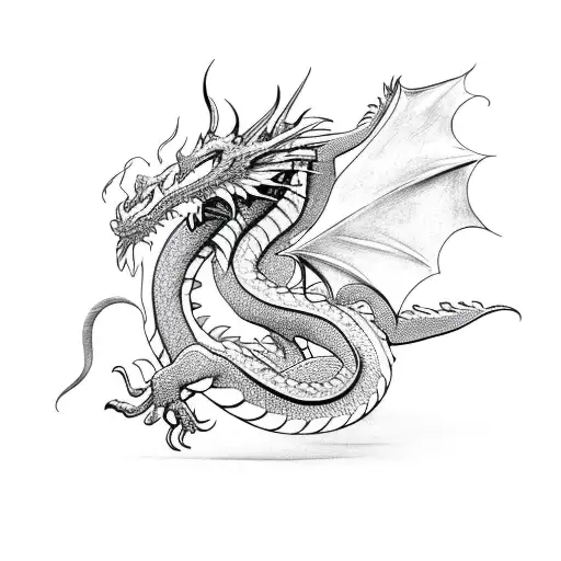 Dragon with tribal tattoo design idea