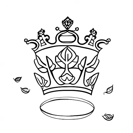 3 point simple king crown with leaves, blueberries, and grapes on sides not touching the crown tattoo design idea