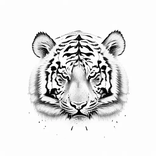 tiger and panda heads on top tattoo design idea