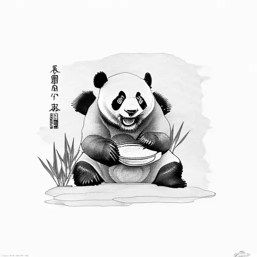 panda eating bamboo tattoo design idea