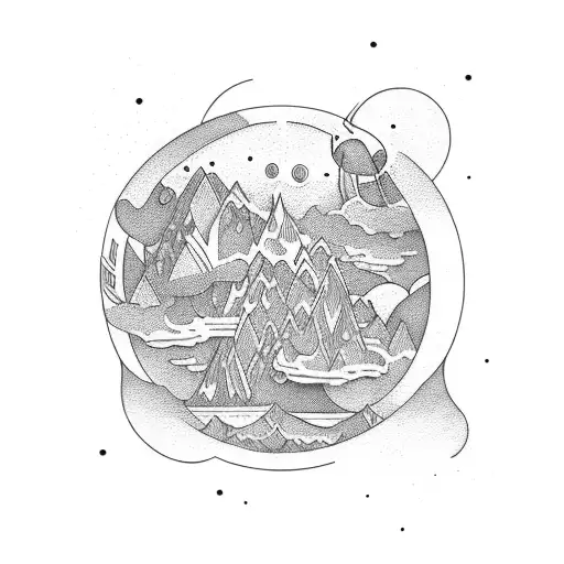 floating island tattoo design idea